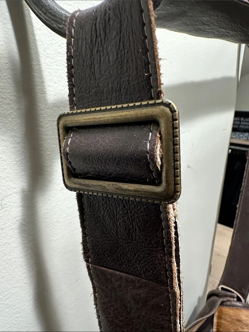 Brown Haircalf Crossbody Messenger Bag